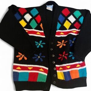 Vintage 90s black Southwestern/Aztec geometric cardigan 🖤✨